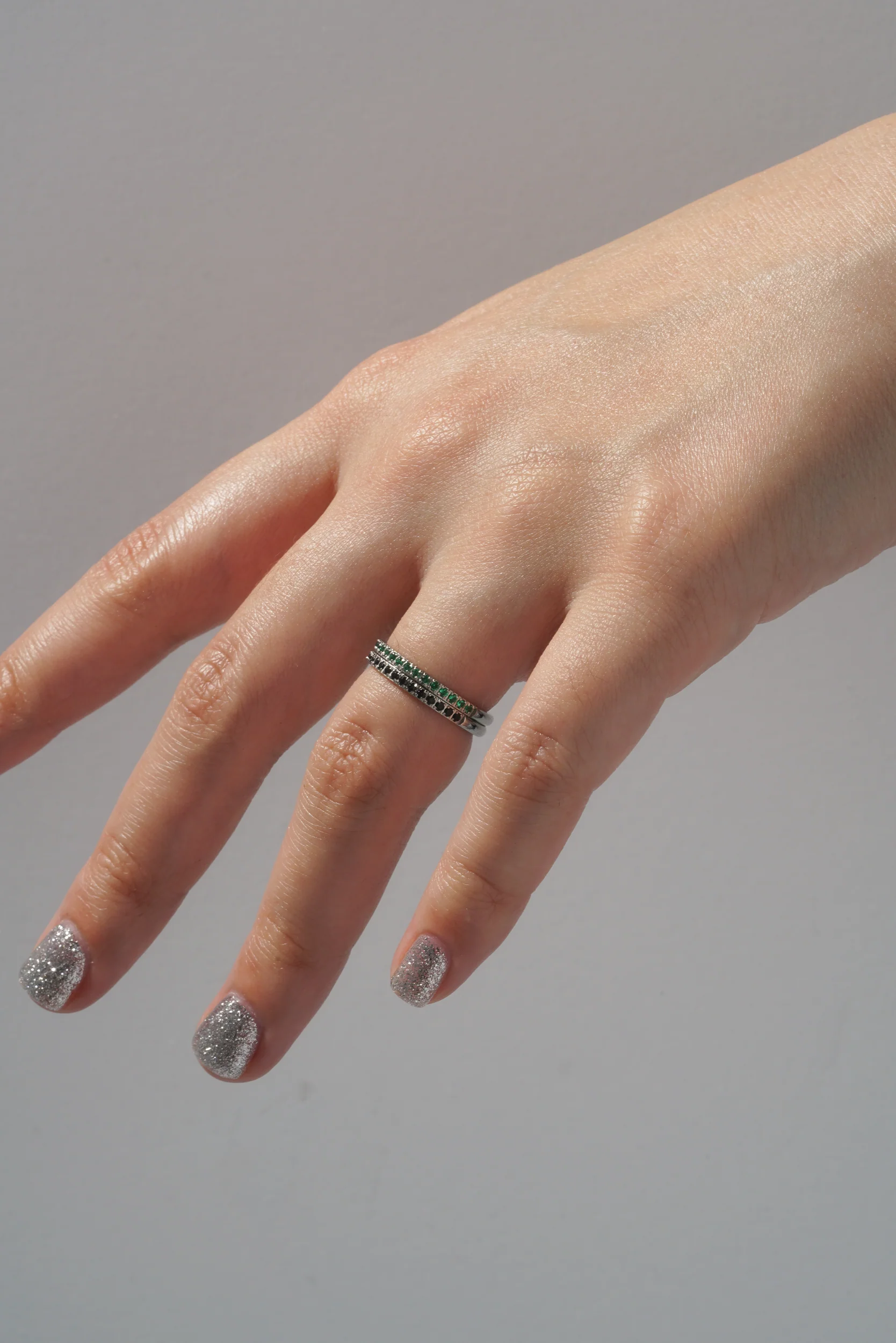 Black Diamante Micro Satellite Ring - Image 5
